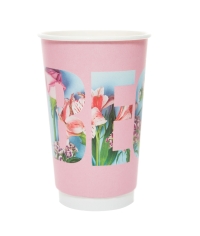 Стакан бумажный 2-слойный ВЕСНА Розовый d=90 450 мл