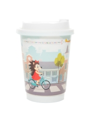 Стакан бумажный 2-слойный Глянцевый ЁЖИКИ d=90 350 мл