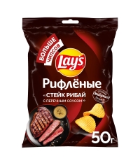 Чипсы Lays рифленые Стейк Рибай с перечным соусом 50 г