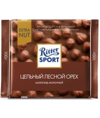 Шоколад Ritter Sport молочный Цельный Лесной Орех 100 г