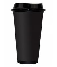 Стакан-тамблер Черный с крышкой для кофе PP 400 мл