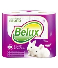 Туалетная бумага 3-слойная Belux упаковка 4 рулона