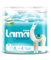 Туалетная бумага Snow Lama 2-слойная 4 рулона