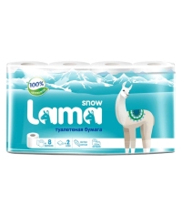 Туалетная бумага Snow Lama 2-слойная 8 рулонов