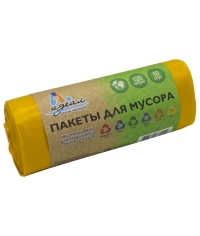 Мешки мусорные Идеал 120 л Желтые 70×110 см 50 мкм в рулоне 10 шт.