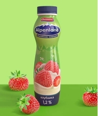 Йогурт питьевой Alpenland 1,2% Клубника 290мл