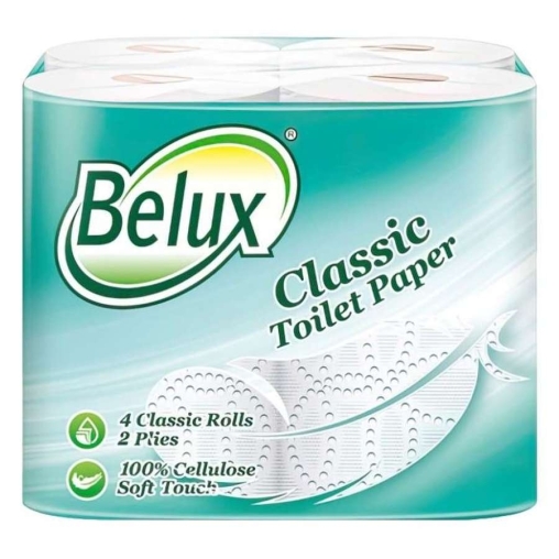 Туалетная бумага Belux Classic 2-слойная белая на втулке 8 рулонов