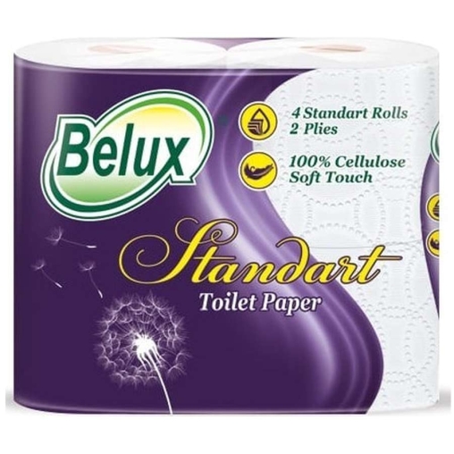 Туалетная бумага 2-слойная Belux Standart упаковка 4 рулона Туалетная бумага 2-слойная Belux Standart упаковка 4 рулона