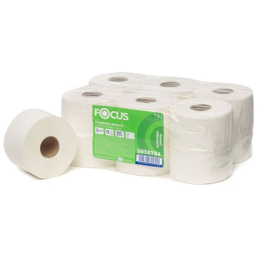 Туалетная бумага 1-слойная Focus Eco Jumbo T2 в рулоне 200 м