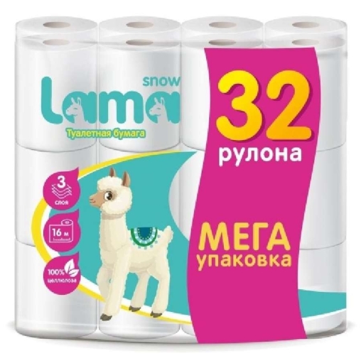 Туалетная бумага Snow Lama 3-слойная 32 рулона