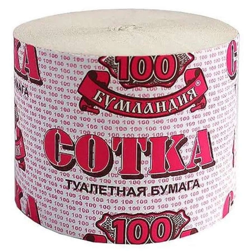 Туалетная бумага 1-слойная Бумландия Сотка без втулки