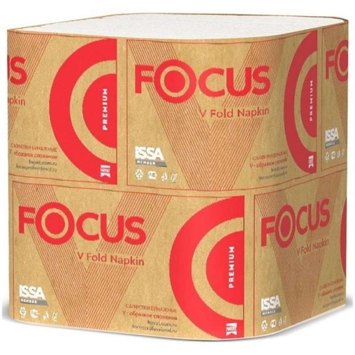 Салфетки бумажные Focus Premium V-сложение 2-слойные 23×16.8 см 200 л.