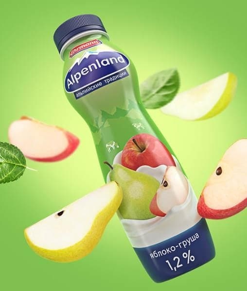 Йогурт питьевой Alpenland 1,2% Яблоко-Груша 290 г