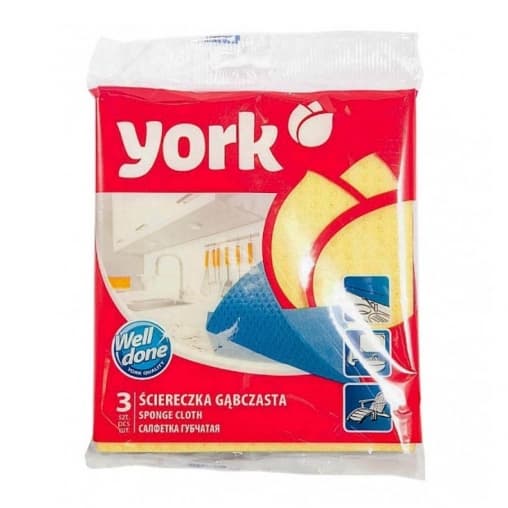 Салфетка-губка прорезиненная YORK 17,5×15,5см 3 шт