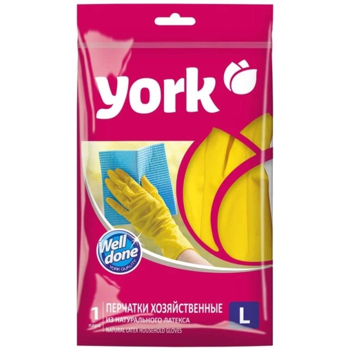 Перчатки хозяйственные York размер L, пара Перчатки хозяйственные York размер L, пара