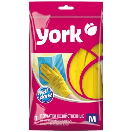 Перчатки хозяйственные York размер M, пара Перчатки хозяйственные York размер M, пара