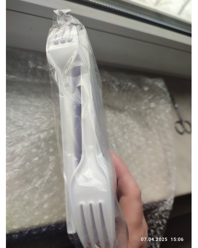 Вилка столовая компакт Эконом Белая 165 мм по 100 шт. отзыв № 42113473-0709-1 от 09.04.2025 20:20:24 фото № 3