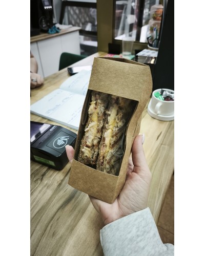 Упаковка для сэндвича DoECO SANDWICH 70 Крафт с окном 127×127×70 мм отзыв № 73616167-0509-1 от 12.11.2025 07:57:06 фото № 1