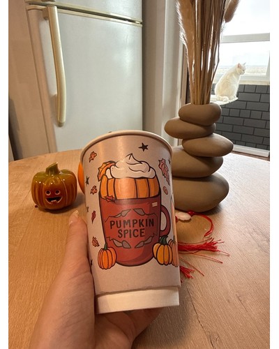 Стакан бумажный 2-слойный ТЫКВА d=90 450 мл отзыв № 76214535-0557-1 от 22.09.2025 07:35:11 фото № 1